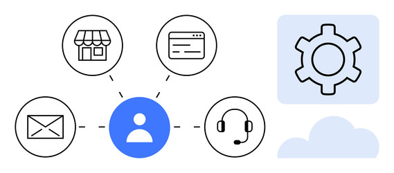centralized user connection with digital tools vector image