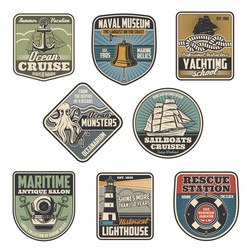 Nautical Marine Icons - Anchors & Lighthouses Vector Image