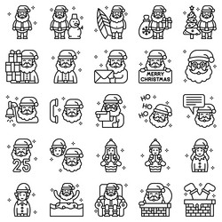 Santa claus related icon set vector