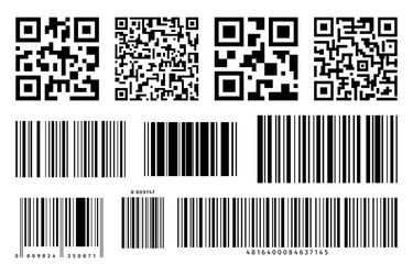 Bar and qr codes labels set vector