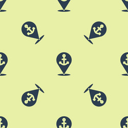 blue map pointer with anchor icon isolated vector image