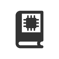 Tech book icon with circuit board processor vector