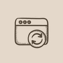 browser window with refresh sign sketch icon vector