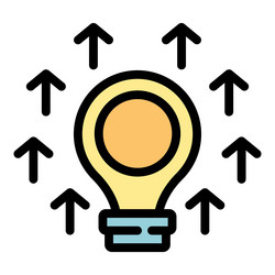 light bulb surrounded by up arrows representing vector image