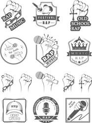 Rap music hip hop culture - symbols Royalty Free Vector