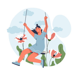 woman relaxation on swing vector