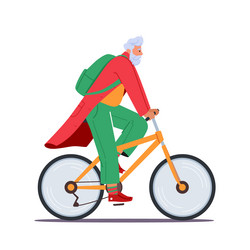 Trendy christmas santa claus riding bicycle vector