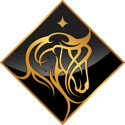 Tribal Horse Icon - Gold & Black Vector Image
