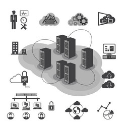 big data icons set cloud computing vector image