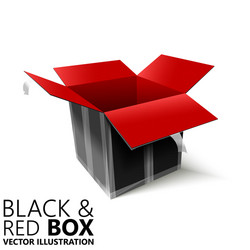 Black and red open box 3d design vector