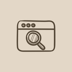 browser window with magnifying glass sketch icon vector image