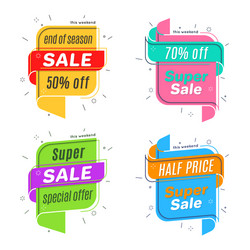 flat linear promotion ribbon banner scroll price vector