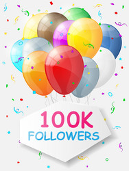 Milestone 100000 followers background vector