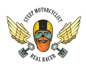 retro emblem motorcyclist Vector Image