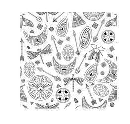 seamless pattern with boho bohemian background vector image