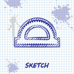 sketch line protractor grid for measuring degrees vector image