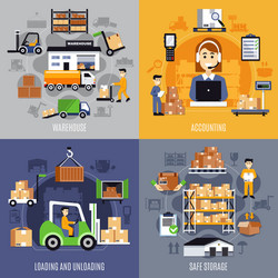 Warehouse flat horizontal banners Royalty Free Vector Image
