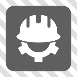 Development helmet rounded square button vector