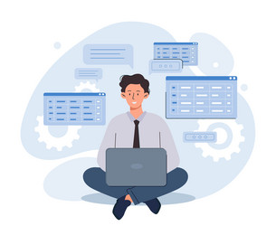 Software Developers with Laptops vector image
