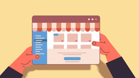 hands using web application on tablet internet vector image