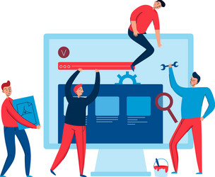 programmers teamwork computer composition vector image