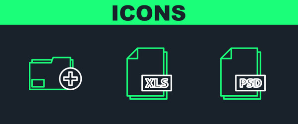 set line psd file document add new folder and xls vector image