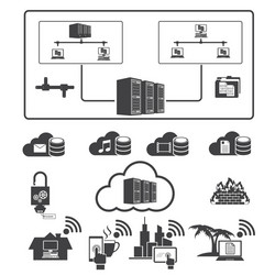 Big data icons set virtualization computing vector