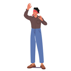 Blindfolded Characters Extend Hands Navigating Vector Image