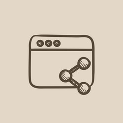 browser window with share symbol sketch icon vector image