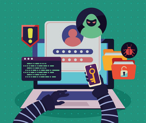 cyber fraud with hacker attacking vector image