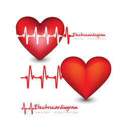 different types hearts with heart beat isolated vector