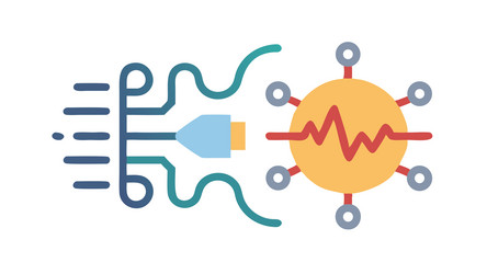 digital signal flow on circuit board data vector image