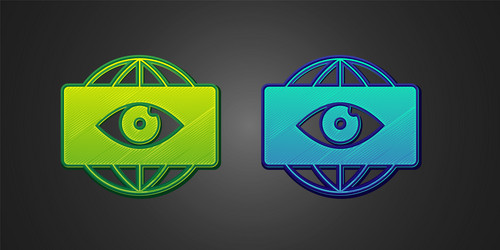 green and blue big brother electronic eye icon vector