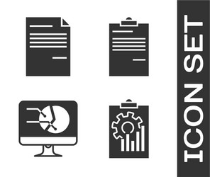 Set clipboard with graph chart document computer vector