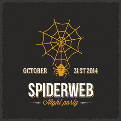 spider web night halloween party card vector