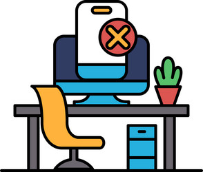 a computer desk with monitor keyboard vector image