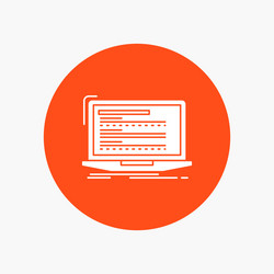 code coding computer monoblock laptop white glyph vector image