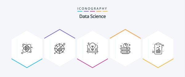 Data science 25 line icon pack including server vector