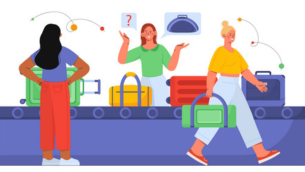 people wating baggage concept vector