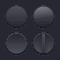 Round black plastic buttons on matted background vector