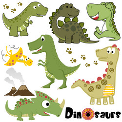 Set of dinosaurs cartoon in different activity vector