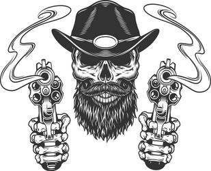 Vintage bearded and mustached sheriff skull vector