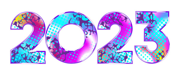 Abstract gradient halftone 2023 number design vector