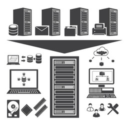 big data icons set virtualization computing vector