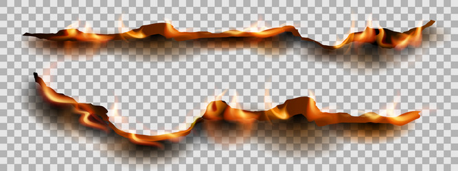 realistic burnt paper edges with fire and black Vector Image