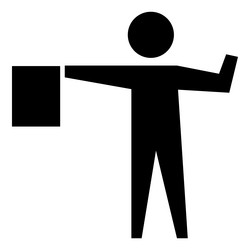 Flagger ahead symbol sign isolate on white Vector Image