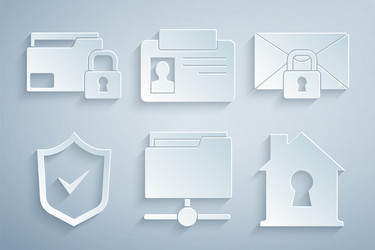 Set ftp folder mail message lock password shield vector