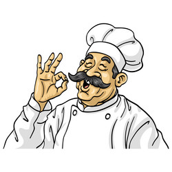 chef ok okay sign cartoon character design vector