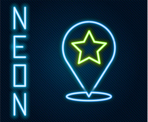 glowing neon line map pointer with star icon vector image