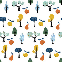 seamless pattern with colorful autumn forest trees vector image